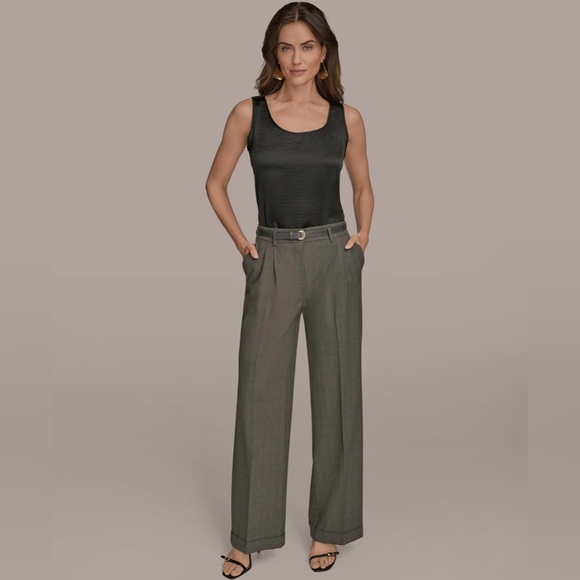 Donna Karan Women’s Women's Belted Wide-Leg Pants. Size 10. Dark Mineral. NWT - Picture 4 of 5